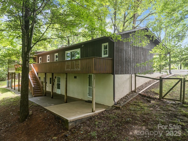 1128 Forest St, Mars Hill, NC 28754 - rear view of property with stairs, a patio, a gate, and a wooden deck
