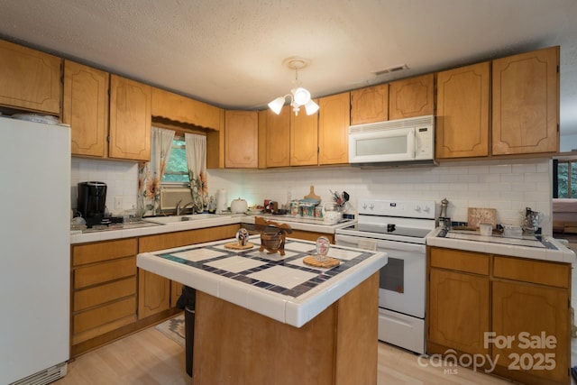 857 Hills Rd, Belmont, NC 28012 - kitchen featuring plenty of natural light, tile countertops, and white appliances