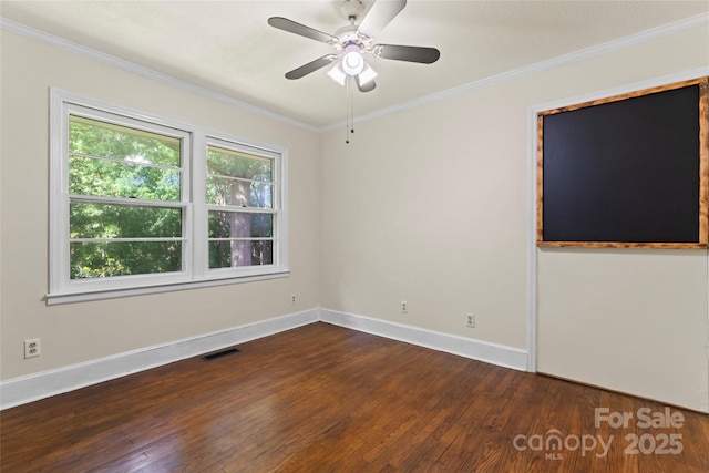 851 Gist Rd, Rock Hill, SC 29732 - unfurnished room with wood finished floors, ornamental molding, ceiling fan, and baseboards