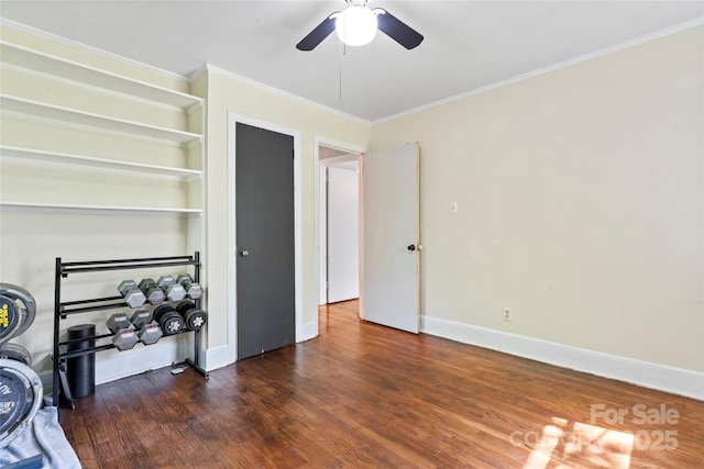 851 Gist Rd, Rock Hill, SC 29732 - living area with wood finished floors, a ceiling fan, ornamental molding, and baseboards