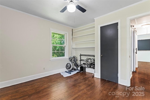 851 Gist Rd, Rock Hill, SC 29732 - unfurnished room featuring attic access, ornamental molding, built in features, baseboards, and wood finished floors