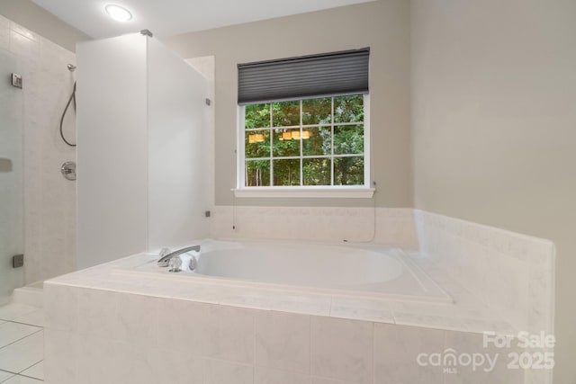 12013 Regent Ridge Ln, Charlotte, NC 28278 - full bathroom featuring a stall shower, a garden tub, and tile patterned flooring