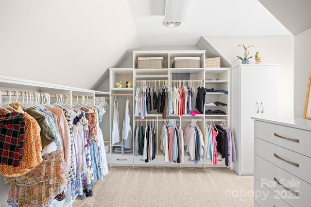 12613B Oak Grove Rd, Stanfield, NC 28163 - walk in closet featuring carpet floors and lofted ceiling