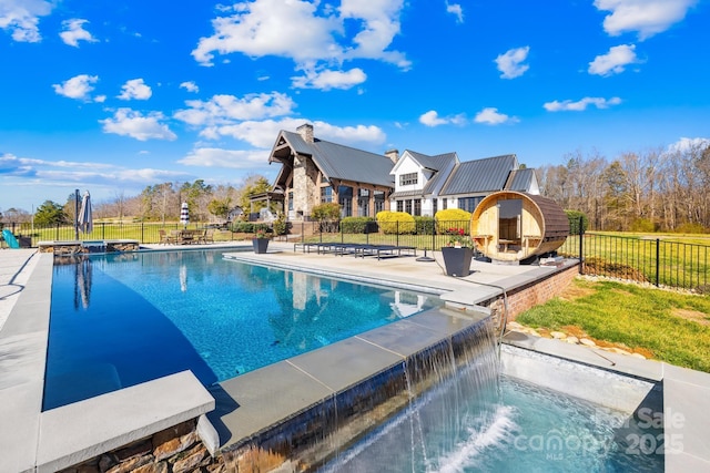 12613B Oak Grove Rd, Stanfield, NC 28163 - view of pool with fence, a patio area, and a pool with connected hot tub