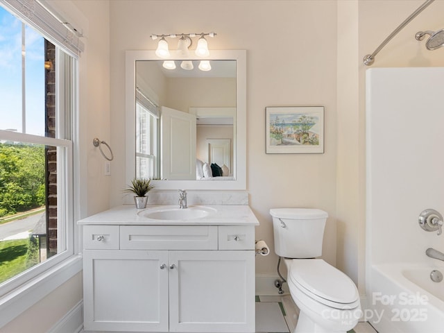 3825 Mountain Cove Dr, Charlotte, NC 28216 - full bathroom featuring healthy amount of natural light, vanity, toilet, and shower / tub combination