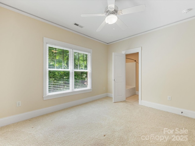 3825 Mountain Cove Dr, Charlotte, NC 28216 - unfurnished bedroom featuring ornamental molding, carpet, baseboards, and a ceiling fan