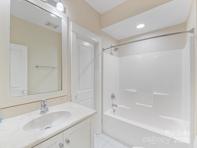 3825 Mountain Cove Dr, Charlotte, NC 28216 - bathroom featuring tile patterned flooring, vanity, and shower / bath combination