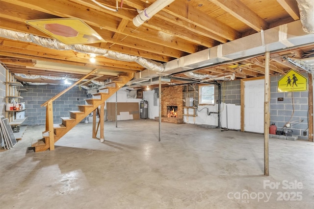 133 Jo Monni Loop, Statesville, NC 28625 - basement with water heater, stairway, and concrete block wall