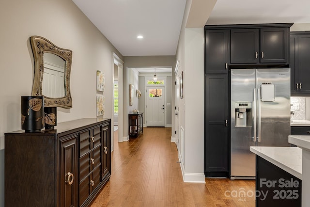 75 Balsam High Rd, Biltmore Lake, NC 28715 - hall featuring light wood-style floors, baseboards, and recessed lighting