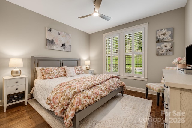 75 Balsam High Rd, Biltmore Lake, NC 28715 - bedroom with baseboards, a ceiling fan, and dark wood-style floors