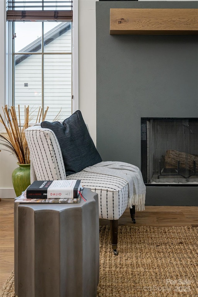 living area featuring wood finished floors