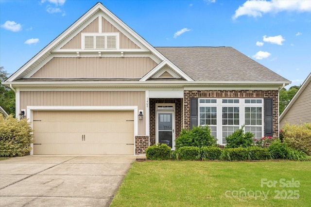 1409 Tupelo Rd, Clover, SC 29710 - view of front of home with brick siding, a front lawn, driveway, and a garage