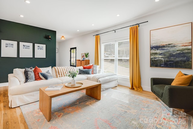 304 Magnolia Ridge Rd, Swannanoa, NC 28778 - living area featuring recessed lighting, light wood-style flooring, and baseboards