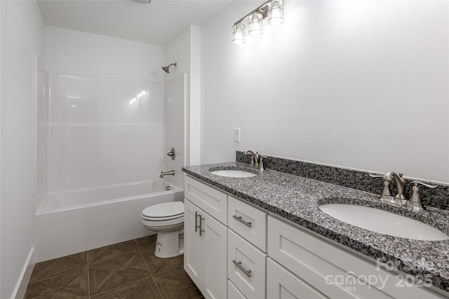 15 Myrtle Lee Cv, Arden, NC 28704 - bathroom featuring toilet, shower / washtub combination, and double vanity