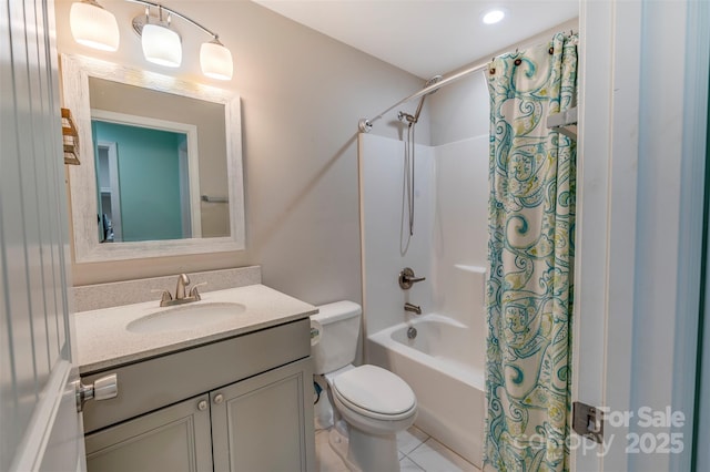 210 Holmes Dr, Spartanburg, SC 29303 - full bathroom with shower / bath combination with curtain, vanity, and tile patterned floors