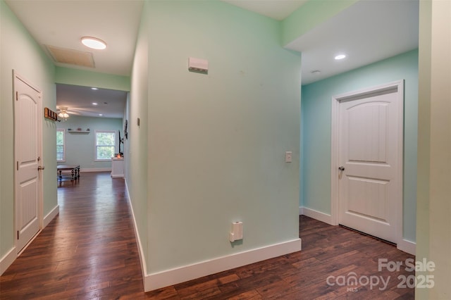 210 Holmes Dr, Spartanburg, SC 29303 - hallway featuring dark wood-style flooring and recessed lighting