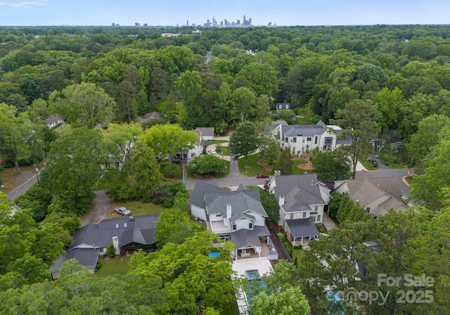 400 Hunter Ln, Charlotte, NC 28211 - aerial view of property's location featuring a heavily wooded area and nearby suburban area