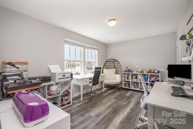 office area with wood finished floors
