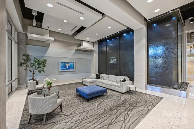building lobby with recessed lighting