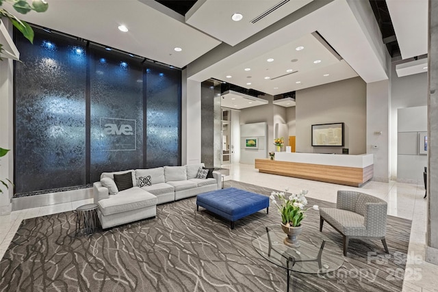 lobby with recessed lighting