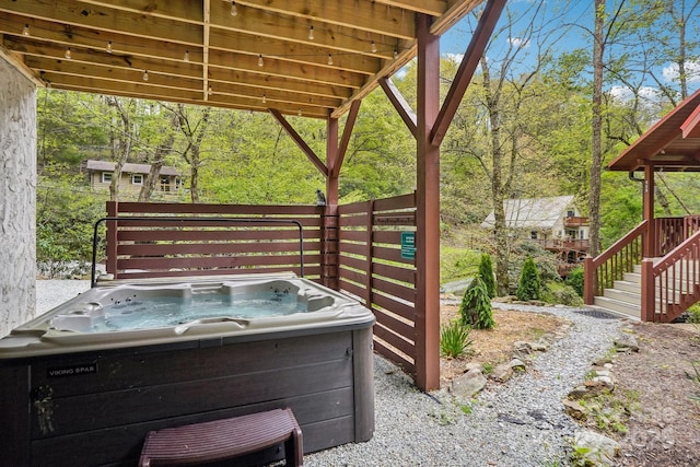 909 Niley Cook Rd, Blowing Rock, NC 28605 - view of patio with a hot tub and stairway