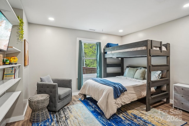 909 Niley Cook Rd, Blowing Rock, NC 28605 - bedroom with baseboards, visible vents, recessed lighting, and wood finished floors