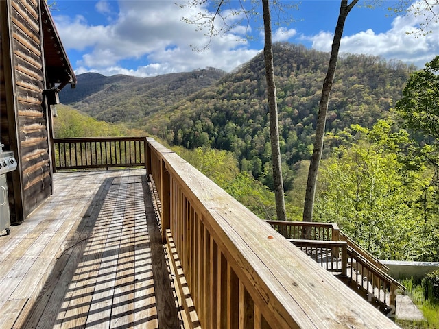 96 Trails End Ln, Maggie Valley, NC 28751 - deck with a mountain view and a wooded view