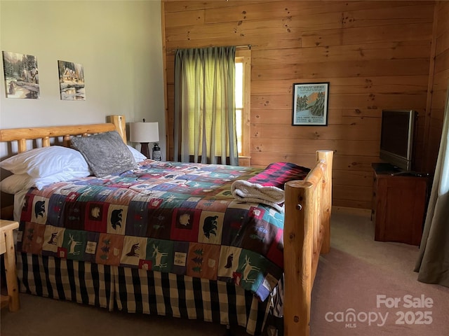 96 Trails End Ln, Maggie Valley, NC 28751 - carpeted bedroom with wooden walls