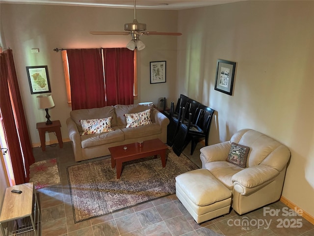96 Trails End Ln, Maggie Valley, NC 28751 - living area featuring baseboards and ceiling fan