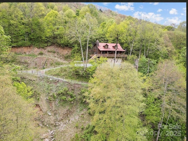 96 Trails End Ln, Maggie Valley, NC 28751 - view from above of property featuring a heavily wooded area
