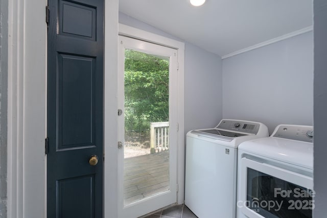917 Laye St, Belmont, NC 28012 - clothes washing area with separate washer and dryer and tile patterned floors