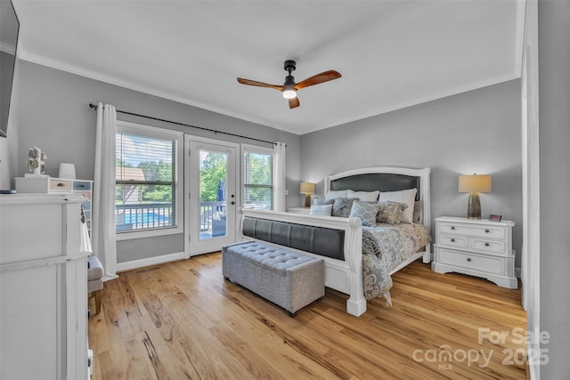 3440 17th Ave NE, Hickory, NC 28601 - bedroom featuring light wood-type flooring, baseboards, access to exterior, and ornamental molding