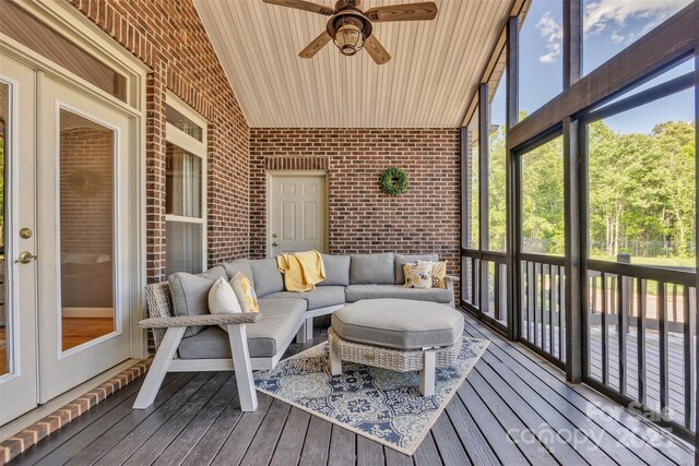 3440 17th Ave NE, Hickory, NC 28601 - sunroom / solarium with outdoor lounge area, a wealth of natural light, and a ceiling fan