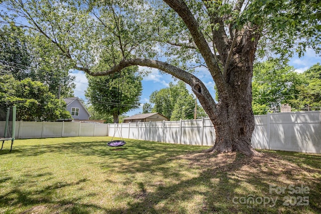 view of yard with a fenced backyard