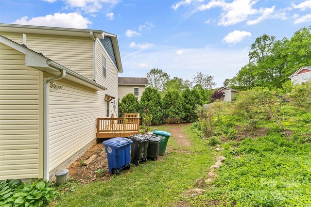 view of yard featuring a deck