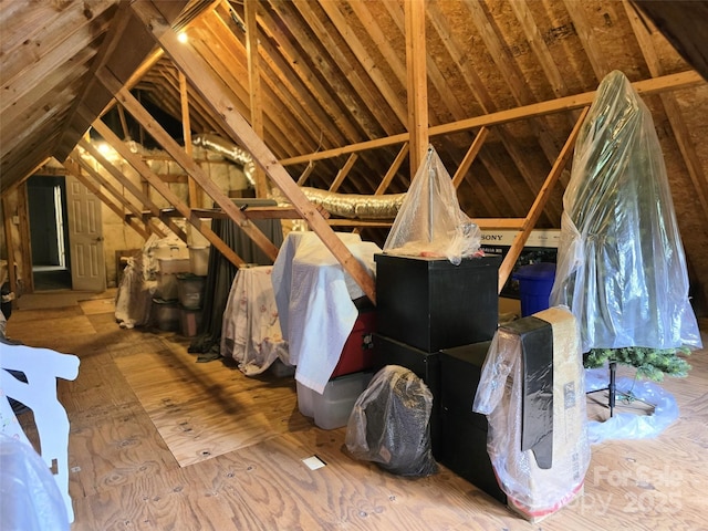 view of unfinished attic