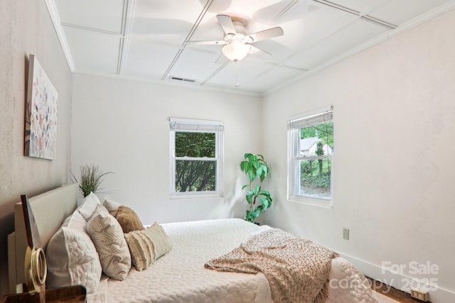 108 Patton Hill Rd, Swannanoa, NC 28778 - bedroom featuring a ceiling fan and ornamental molding