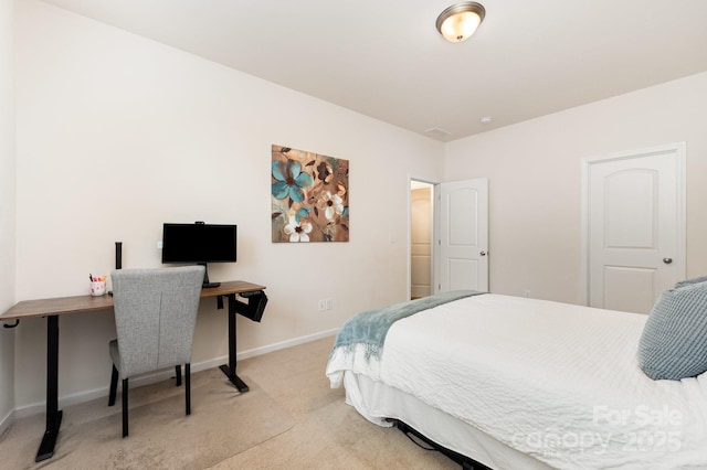 bedroom with carpet, baseboards, and visible vents