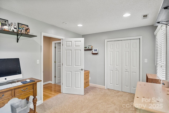 104 Belvedere Dr, Morganton, NC 28655 - office space featuring a textured ceiling, light colored carpet, recessed lighting, and baseboards