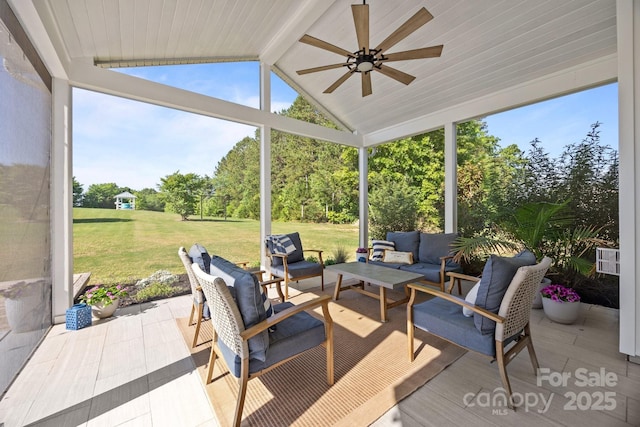9871 Travertine Trl, Davidson, NC 28036 - view of patio featuring an outdoor living space and a ceiling fan