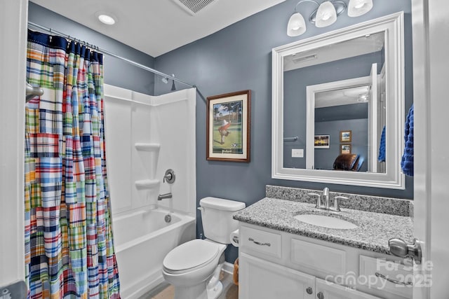 9871 Travertine Trl, Davidson, NC 28036 - full bath with shower / bath combination with curtain, vanity, toilet, and baseboards
