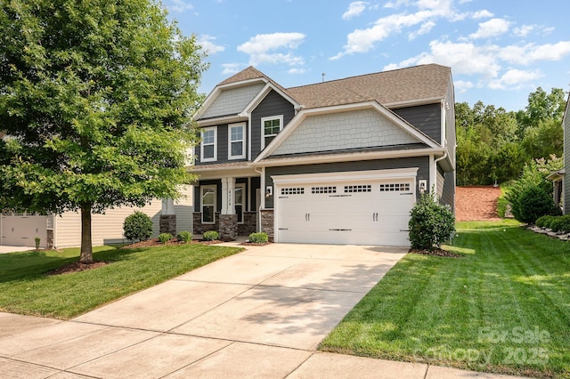 4324 Falls Lake Dr SW, Concord, NC 28025 - craftsman-style house with an attached garage, a front yard, and concrete driveway