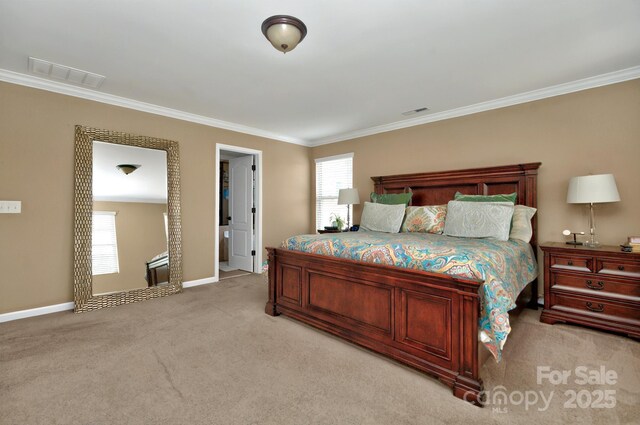 14837 Dungannon Ct, Charlotte, NC 28278 - bedroom featuring crown molding, light colored carpet, and baseboards