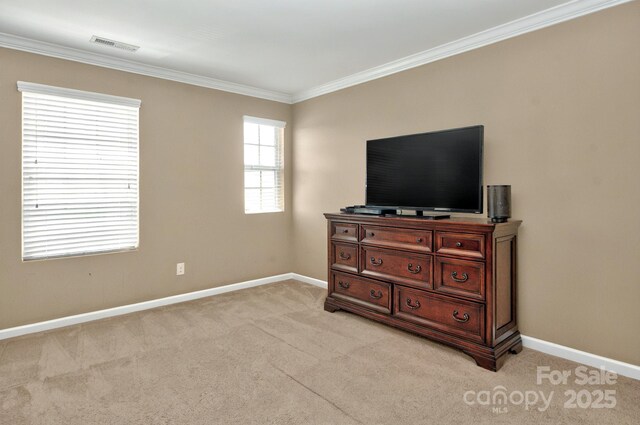 14837 Dungannon Ct, Charlotte, NC 28278 - bedroom featuring light carpet, crown molding, and baseboards