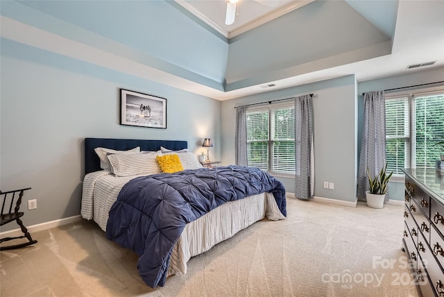 bedroom featuring carpet flooring, baseboards, and visible vents