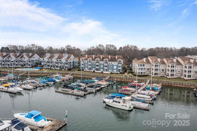 exterior space featuring a water view