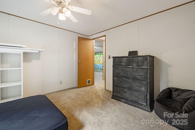 15 Robin Ln, Asheville, NC 28806 - bedroom with carpet, a textured ceiling, and ceiling fan