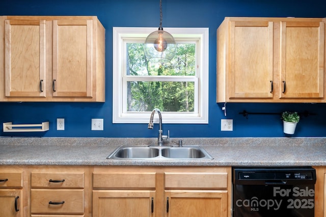 92 Le-An-Hurst Rd, Asheville, NC 28803 - kitchen featuring a sink, black dishwasher, light brown cabinets, and light countertops