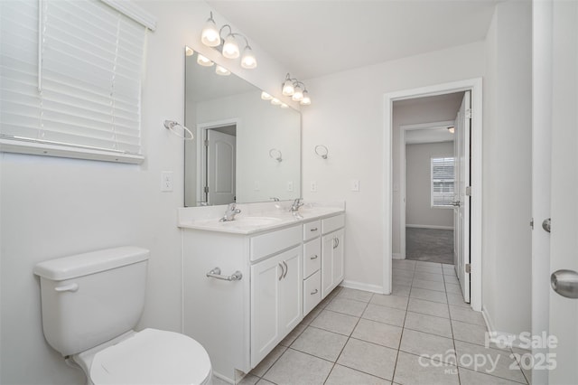 2021 Boynton St, Charlotte, NC 28269 - full bath with toilet, tile patterned flooring, double vanity, and baseboards