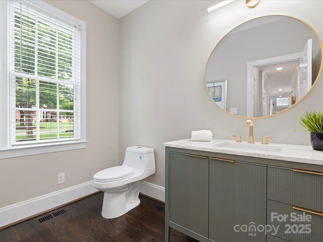 13029 Whisper Creek Dr, Charlotte, NC 28277 - bathroom with baseboards, plenty of natural light, vanity, and wood finished floors